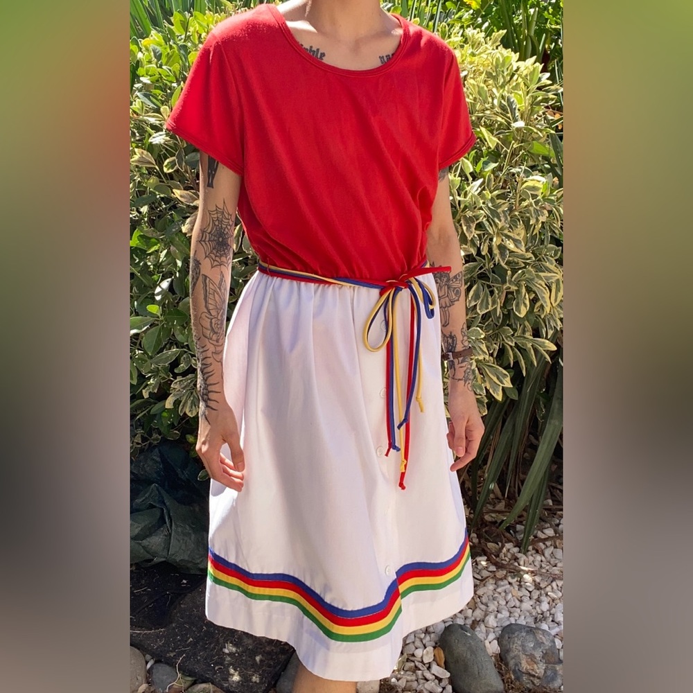 Vintage Rainbow Clowncore Midi Dress